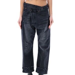 R13 crossover black distressed jeans